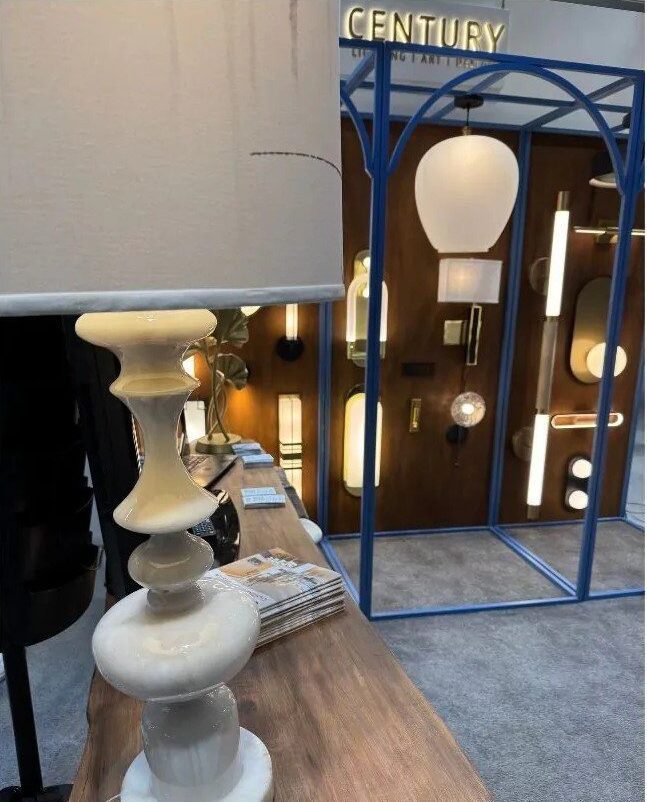 Table lamps in front of the Century booth