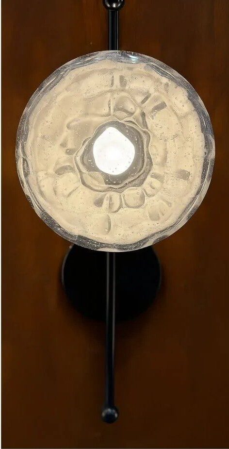 Textured glass wall sconce