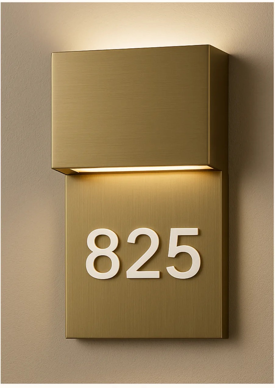 Brass room-number sconce 825