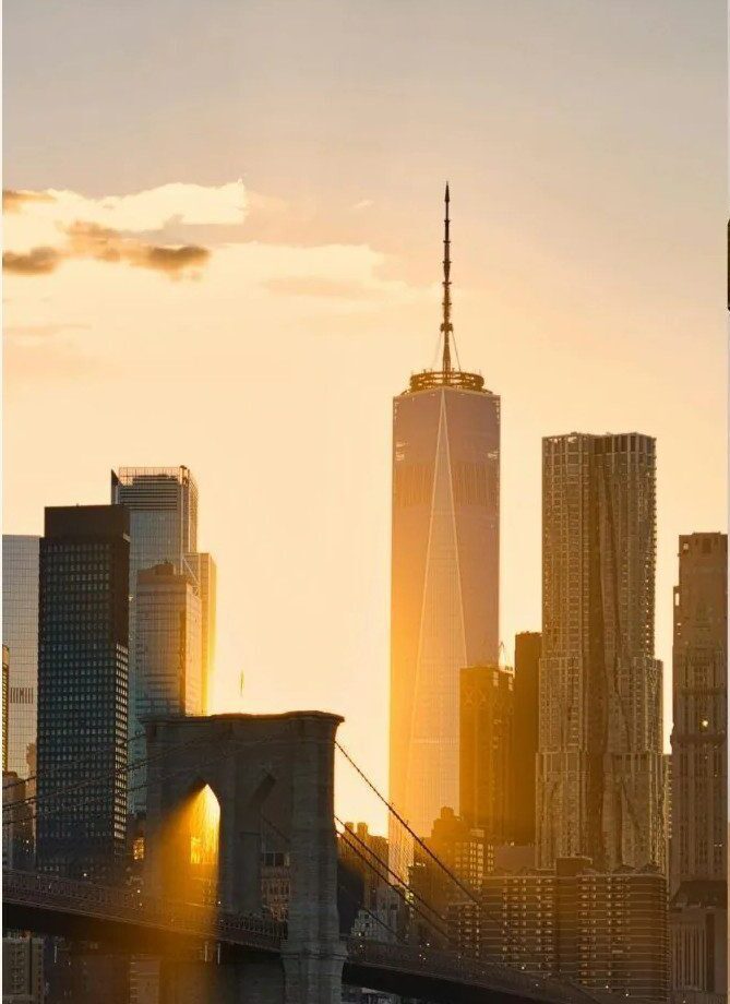 New York skyline at sunset