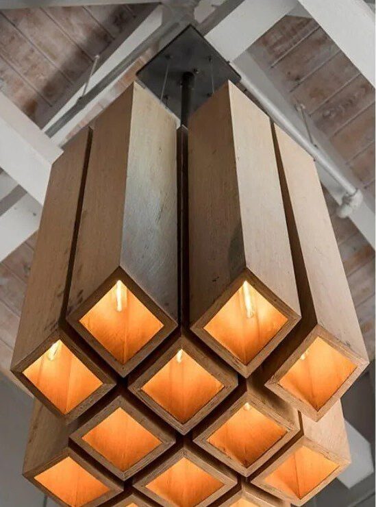 Wooden cube pendant chandelier
